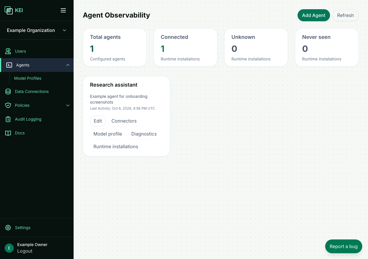Agent card showing Last Activity from a recent harness tool call